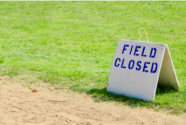 A closed field during the pandemic.