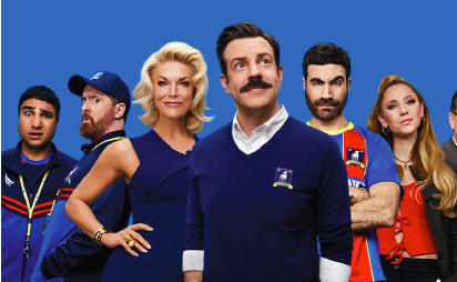 Jason Sudeikis and the cast of Ted Lasso. Supplied: Apple TV+